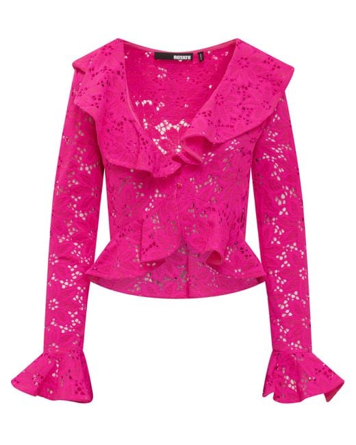 ROTATE BIRGER CHRISTENSEN Pink Rotate Top Heavy Lace