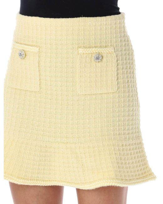 Self-Portrait Yellow Textured Knit Mini Skirt