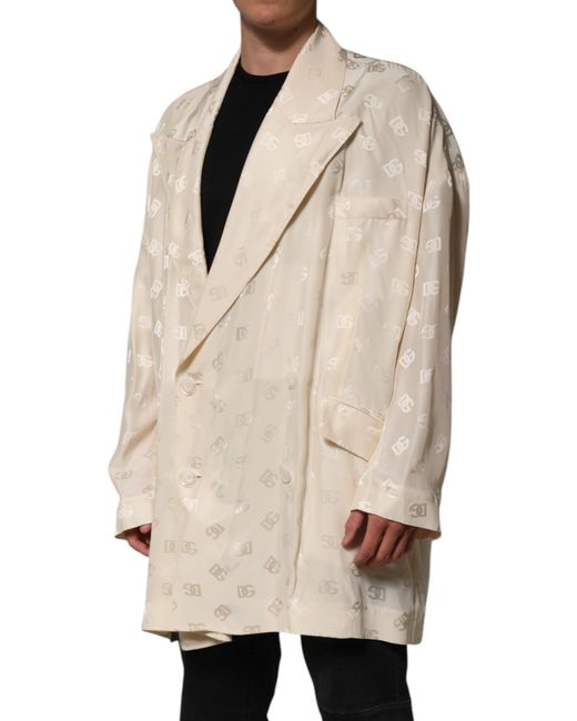Dolce & Gabbana Natural Logo Pattern Doublebreasted Blazer for men