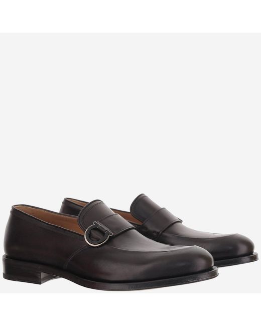 Ferragamo Black Leather Loafers Calf for men