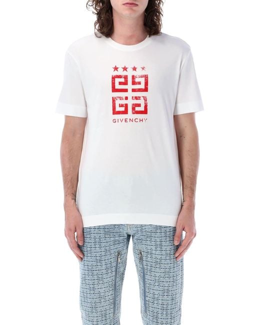 Givenchy White 4G Stars T-Shirt for men