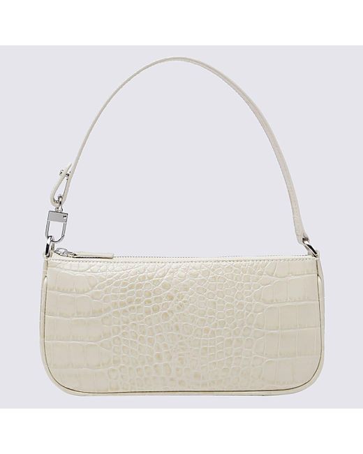 By Far Gray Cream Leather Rachel Shoulder Bag