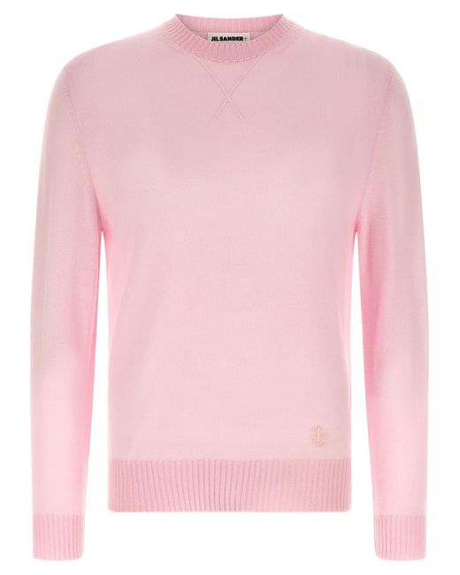 Jil Sander Men's Pink Logo Embroidery Sweater