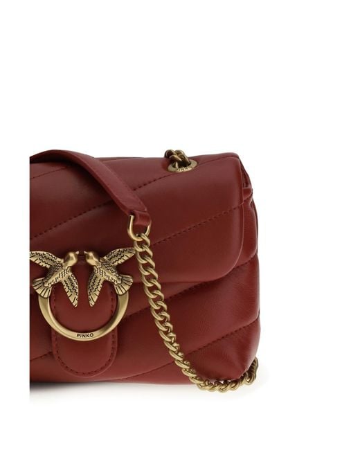 Pinko Red Love Baby Shoulder Bag Calf Leather Bos Taurus