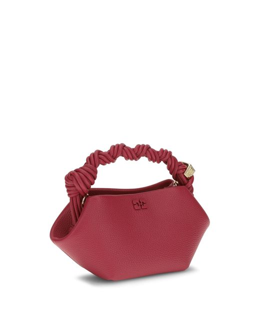 Ganni Pink Handbag Bou Grained Leather Recycled Polyester Shoulder Bags