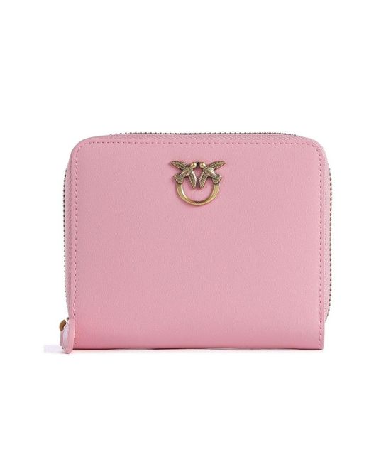 Pinko Pink Logo Plaque Zip Around Wallet