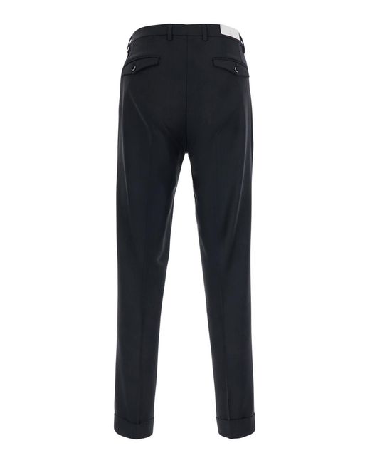 Michael Coal Blue Double Pleated Trousers Wool Blend for men