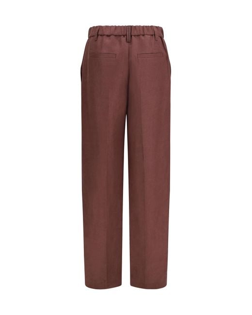 Brunello Cucinelli Purple Wide-Leg Pants Linen With Elastic Waistband And Belt Loops