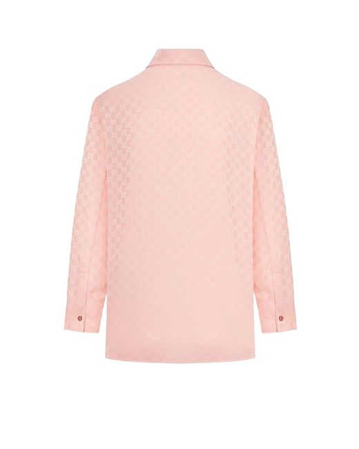 Gucci Pink Gg Silk Shirt