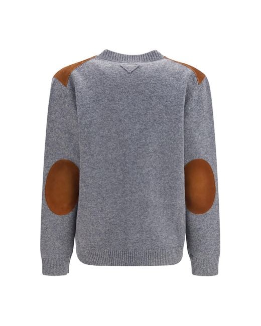 Prada Gray Cardigan Suede And Wool Fleece (Ovis Aries)