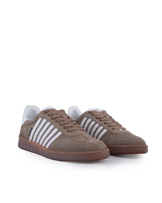 DSquared² Brown Leather Boxer Sneakers for men