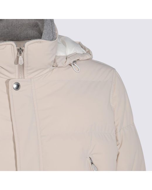 Brunello Cucinelli Natural Knit Insert Down Jacket Puffer Jackets for men