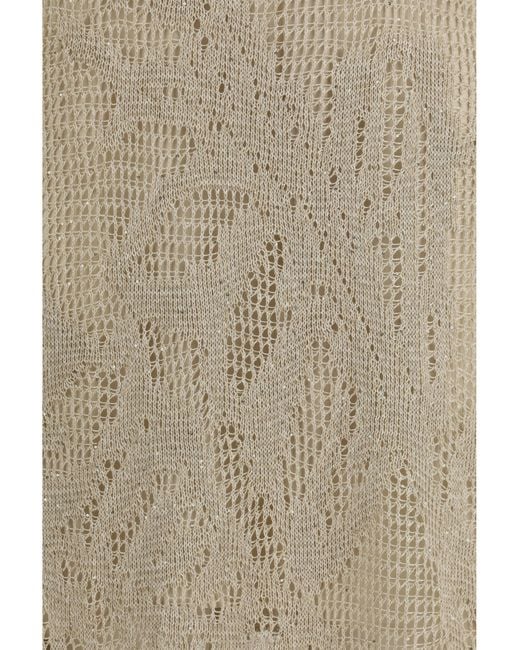 Brunello Cucinelli White Dazzling Water Lillies Dress Linen; Cotton