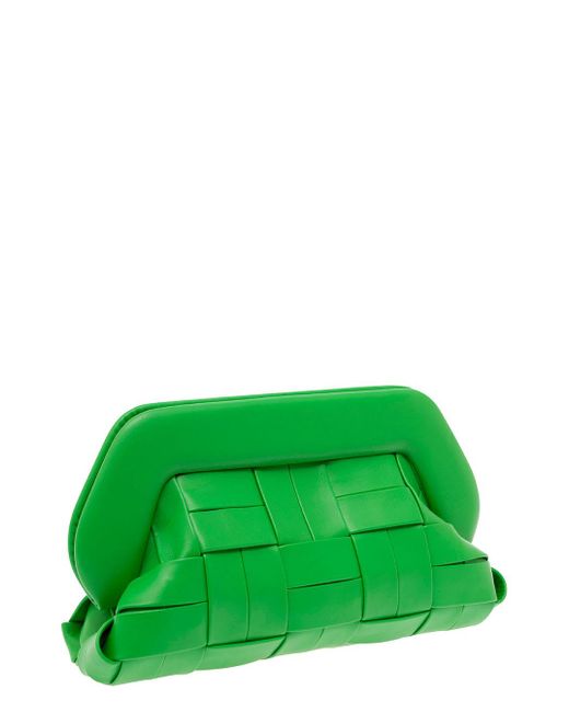 THEMOIRÈ Bios Green Weaved Clutch Bag In Vegan Leather