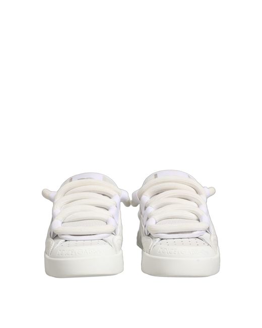 Dolce & Gabbana White Calfskin Leather Low Top Sneakers Shoes for men