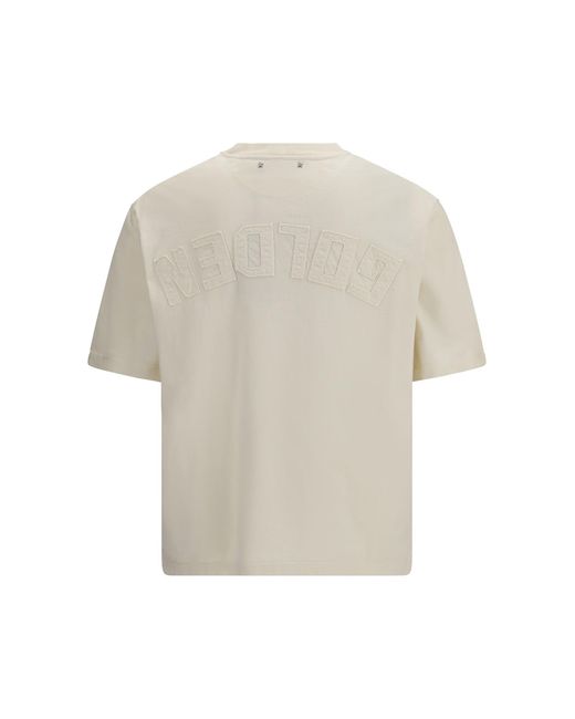 Golden Goose Deluxe Brand White T-Shirt With An Embossed Reverse Golden Logo for men