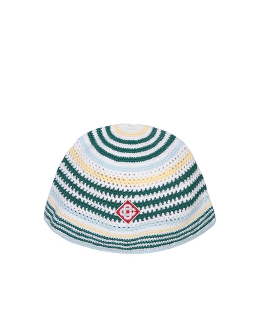 Casablancabrand Blue Crochet Monogram Hat