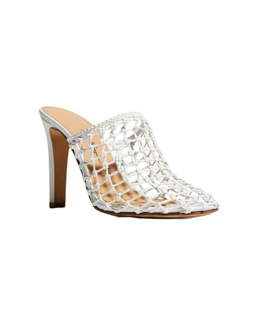 Ferragamo White Ellas High-Heeled Mules