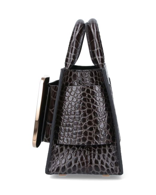 Boyy Black Bobby 18 Croc-Embossed Handbag