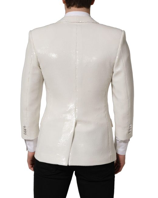 Dolce & Gabbana White Viscose Single Breasted Blazer Jacket Polyester Clothing for men