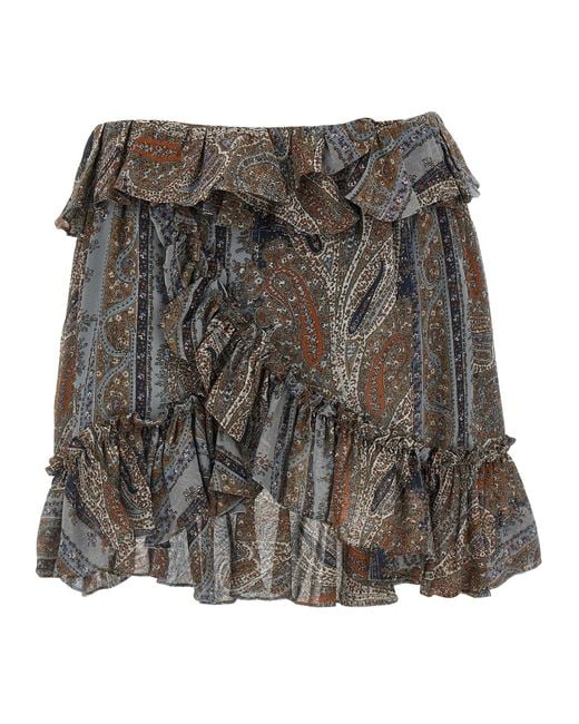 Saint Laurent Gray All Over Print Skirt