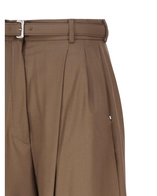 Sportmax Brown Oversized Stretch Wool Trousers