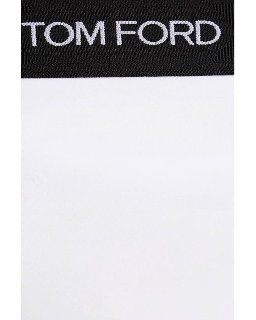 Tom Ford White High Waisted Underwear Briefs With Logo Band