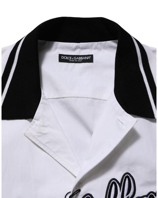 Dolce & Gabbana Black Logopatch Cotton Baseball Casual Shirt for men