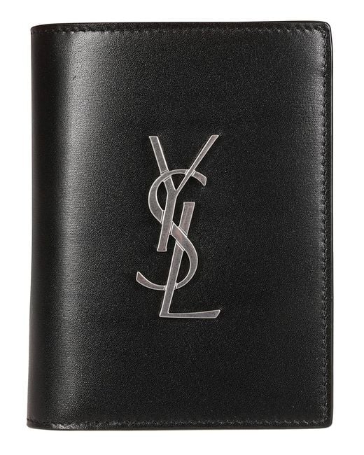Saint Laurent Black Leather Vertical Bifold Wallet for men