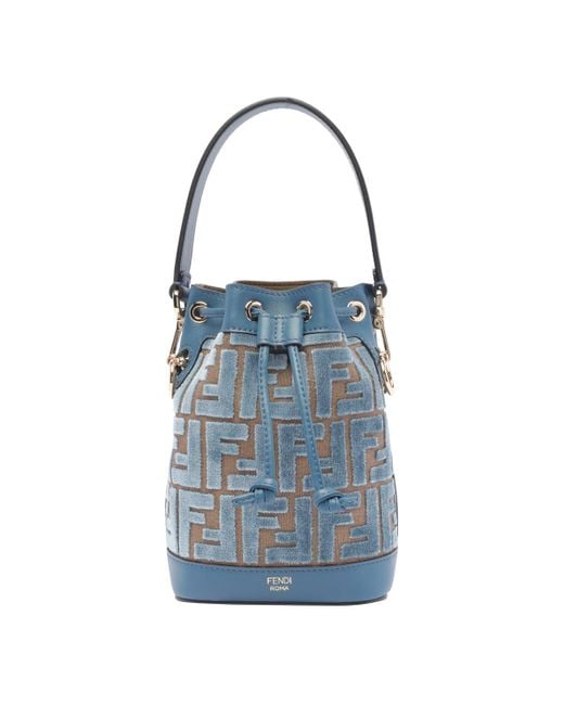 Fendi Blue Mini Mon Tresor Velvet Bucket Bag