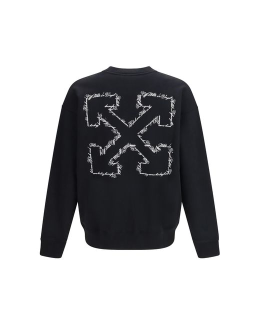 Off-White c/o Virgil Abloh Blue Script Arrow Crewneck Sweatshirt Cotton Sweatshirts for men