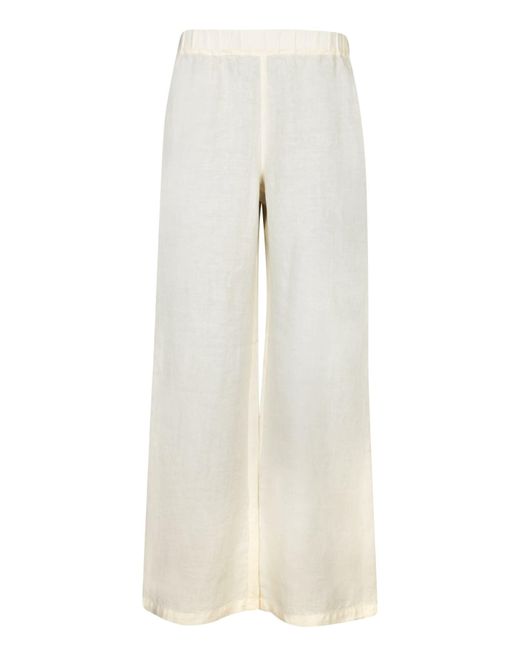 120% Lino White Ecru Linen Trousers