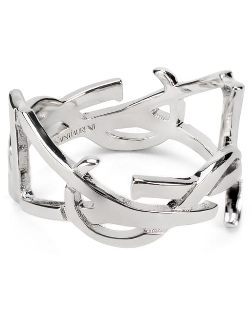 Saint Laurent White Scarf Ring Cassandre Brass Body Jewellery