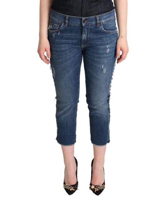Dolce & Gabbana Blue Elegant Mid-Waist Cropped Denim
