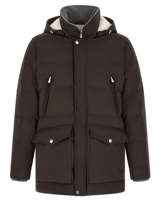 Brunello Cucinelli Black Polyamide Parka Clothing for men