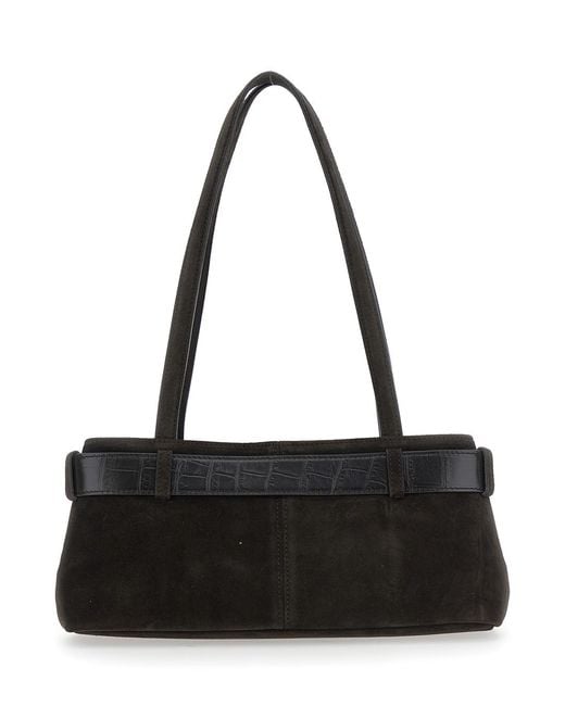 OSOI Black Brocle Shoulder Bag With Belt And Pendant Key Details