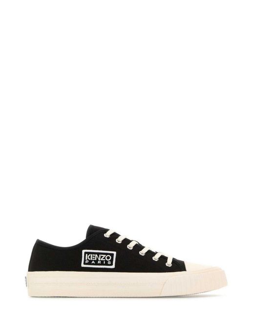 KENZO Black Logo Embroidered Low-Top Sneakers for men