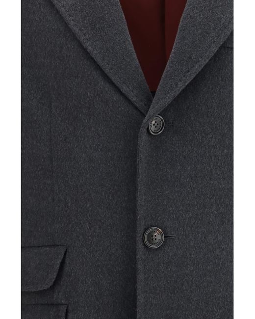 Brunello Cucinelli Blue Cashmere Coat (Capra Hircus) for men