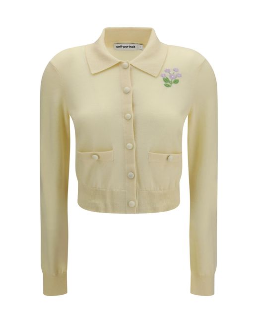 Self-Portrait Natural Knit Cardigan Wool (Ovis Aries)