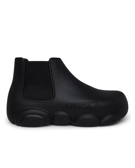 Moschino Black Rubber Ankle Boots