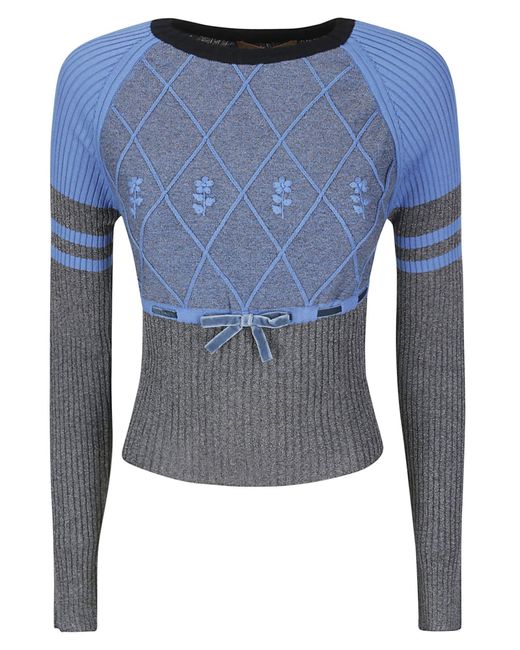 Cormio Blue Vanise Embroidered Knit Top