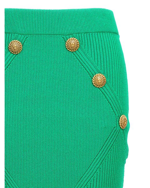 Balmain Green Knitted Skirt Skirts