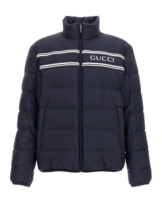 Gucci Blue Logo Print Down Jacket for men