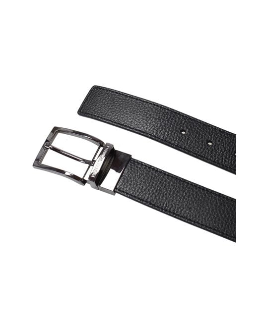 Emporio Armani Black Leather Belt for men