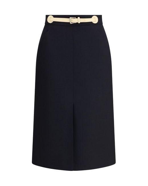 Valentino Blue Belted Midi Skirt