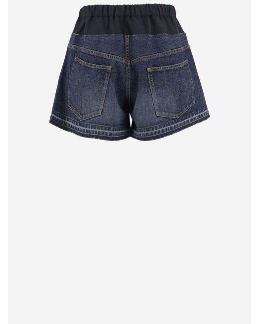 Sacai Blue Cotton Denim Shorts