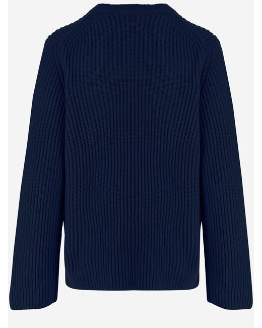 Allude Blue Wool And Cashmere Ribbed Sweater