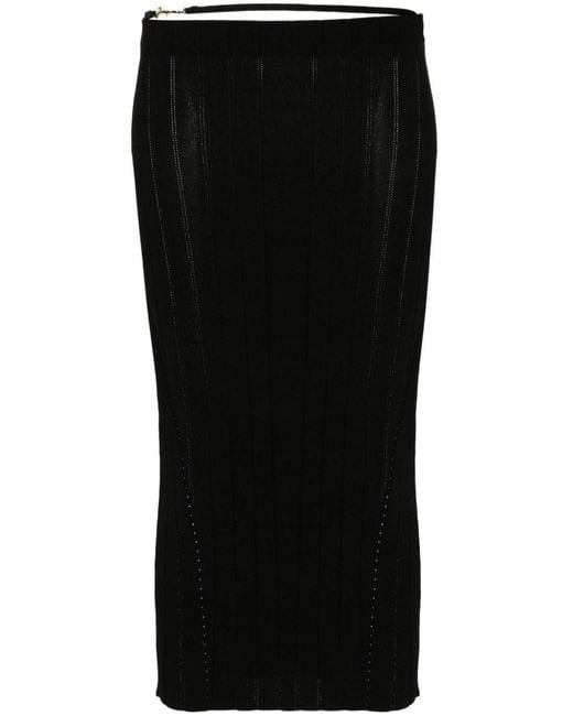 Jacquemus Black Lamb Leather Midi Skirt