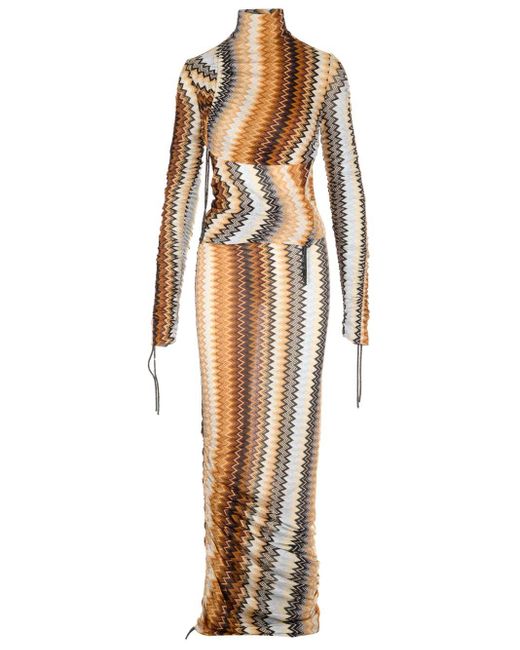 Missoni Multicolor Asymmetric Zigzag-woven Gown