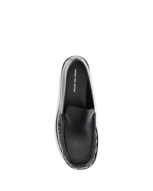 Dries Van Noten Black Leather Loafers for men